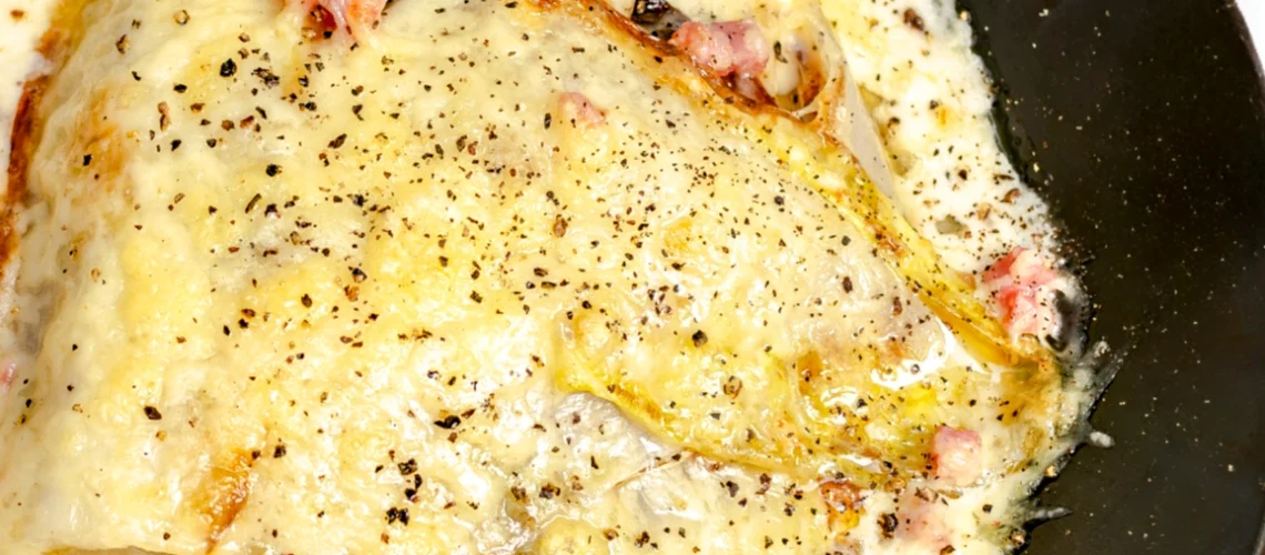 Gebratener Chicorée mit Speck-Sahne-Sauce
