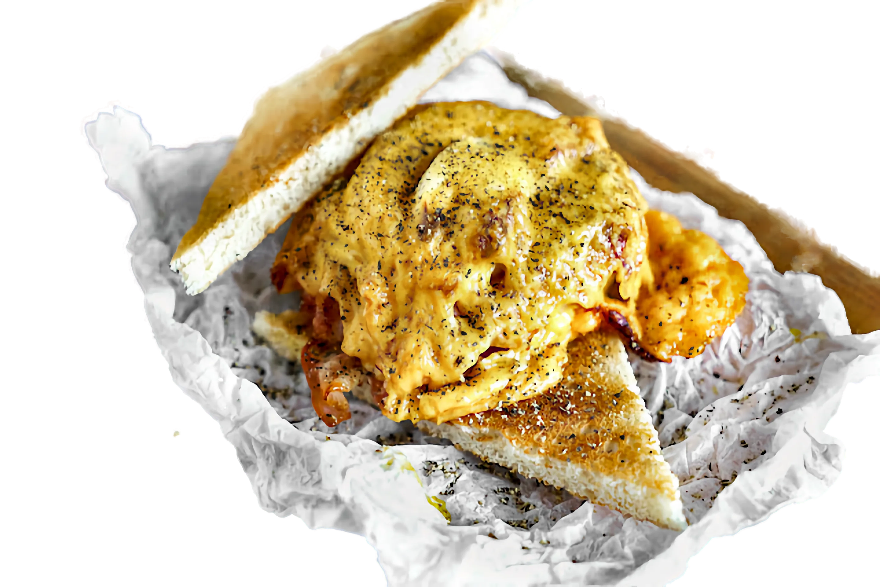 Toast mit Gemüsezwiebel, Bacon und Cheddar