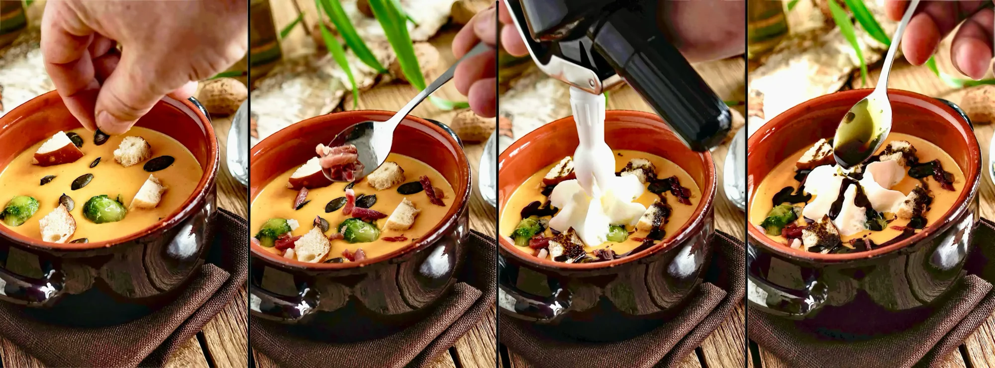 Kürbissuppe mit Birne, Rosenkohl und Speck: Das perfekte Rezept
