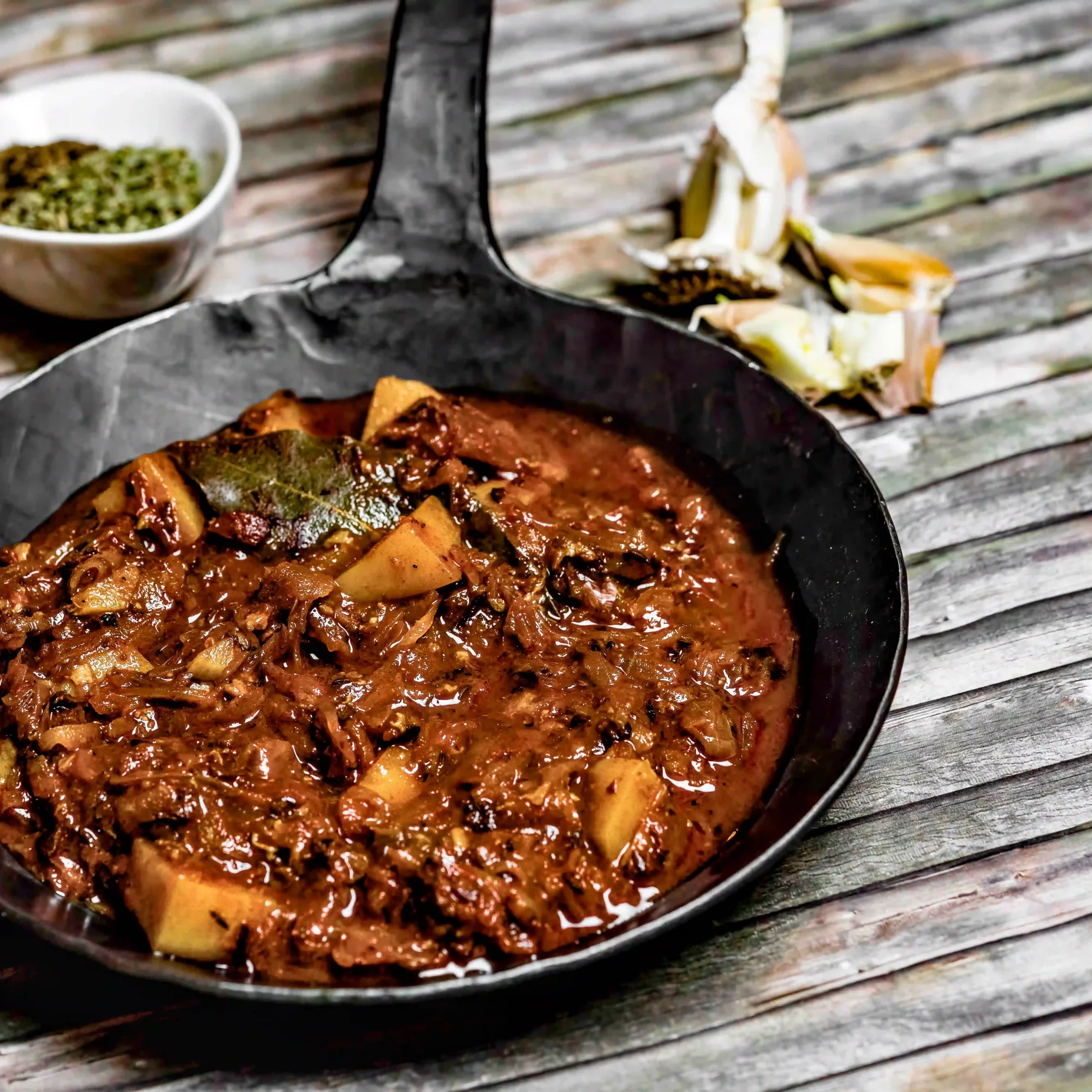 Kartoffel-Gulasch mit Sauerkraut